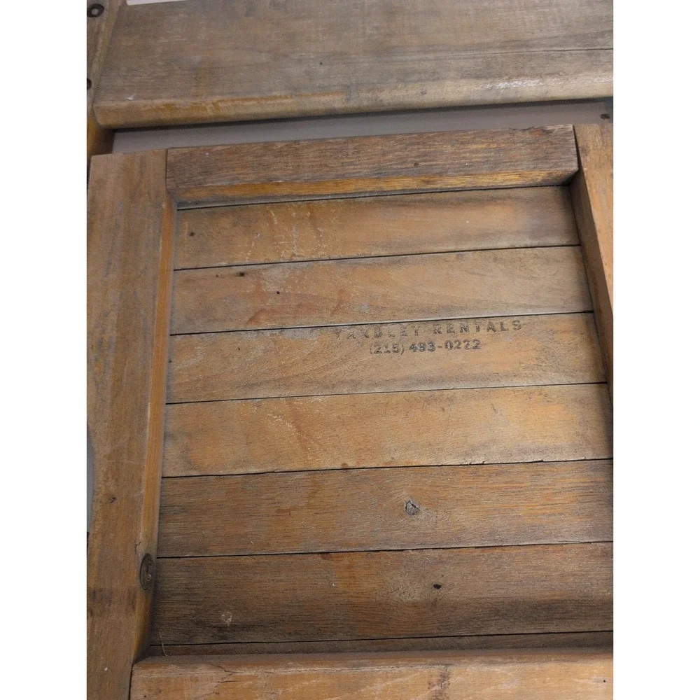 Lot Of 2 Antique Vintage Slat Wood Folding Chairs Snyder Chair Co. USA